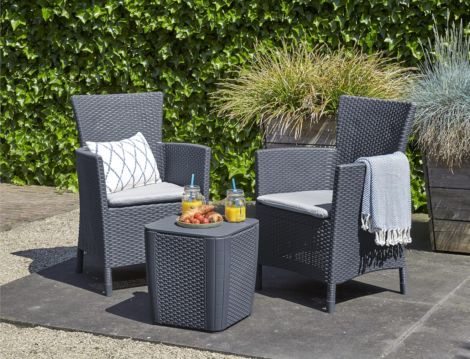 Balkon Set Gartenstuhl +Tisch+Polster – möbel-outlet-24